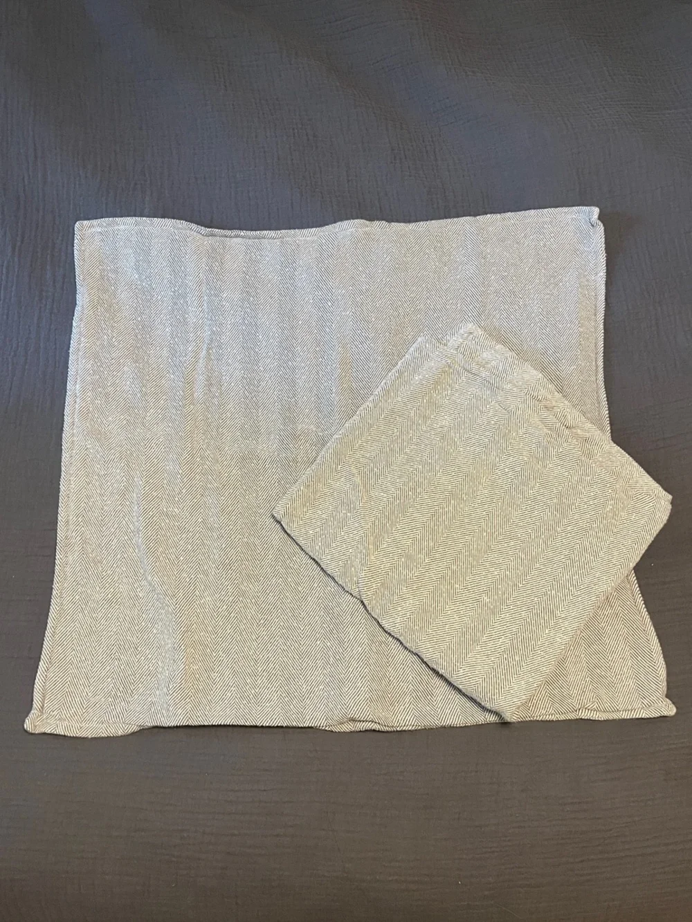 Set of Flannel Gray Herringbone Euro Shams